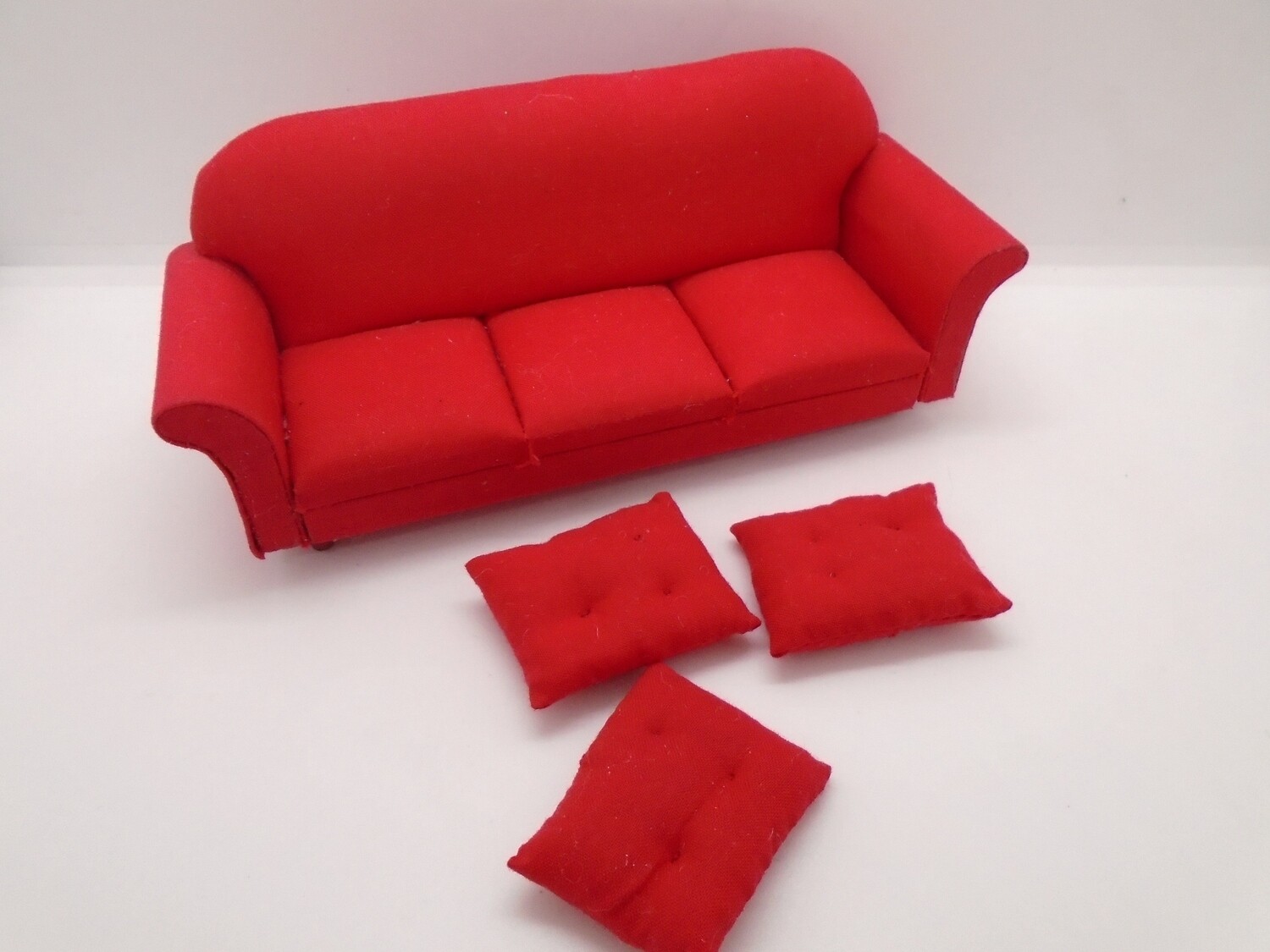 MODERN RED SOFA WITH 3 CUSHIONS