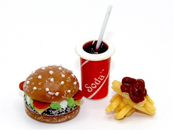 HAMBURGER, FRIES AND A DRINK