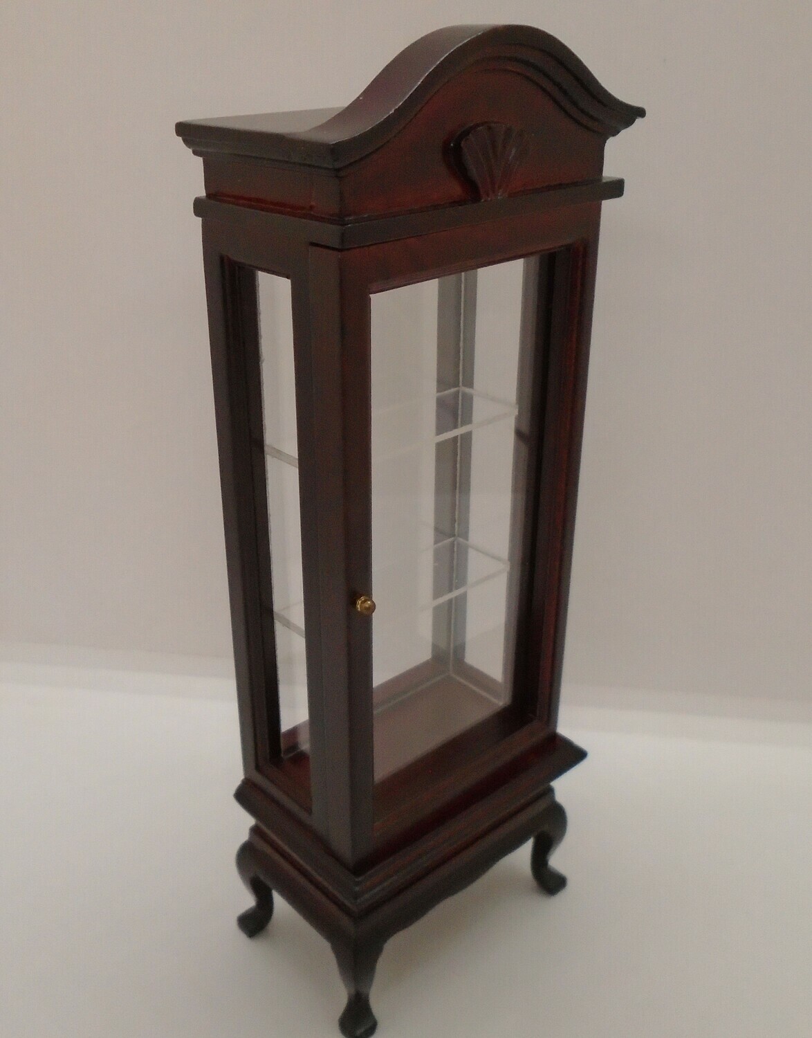 MAHOGANY DISPLAY CABINET WITH GLASS SHELVES