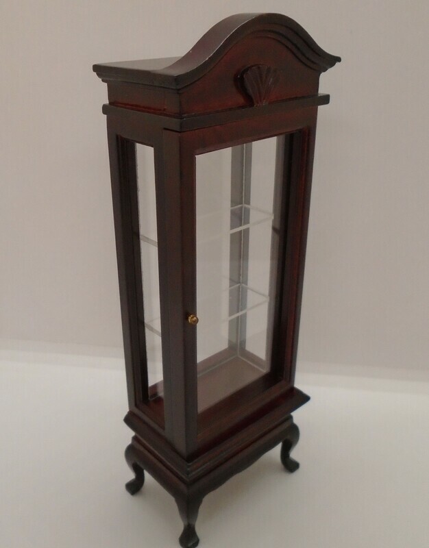 MAHOGANY DISPLAY CABINET WITH GLASS SHELVES
