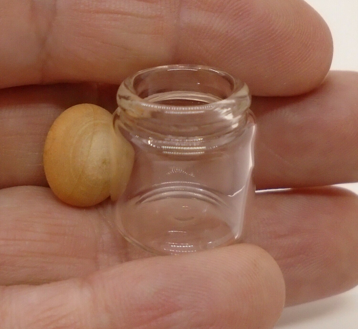 REAL GLASS STORAGE JAR WITH WOODEN LID