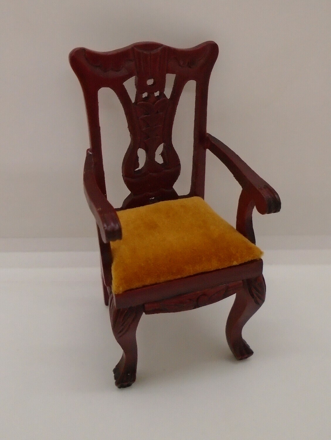 CARVER CHAIR IN MAHOGANY WITH VELOUR SEAT