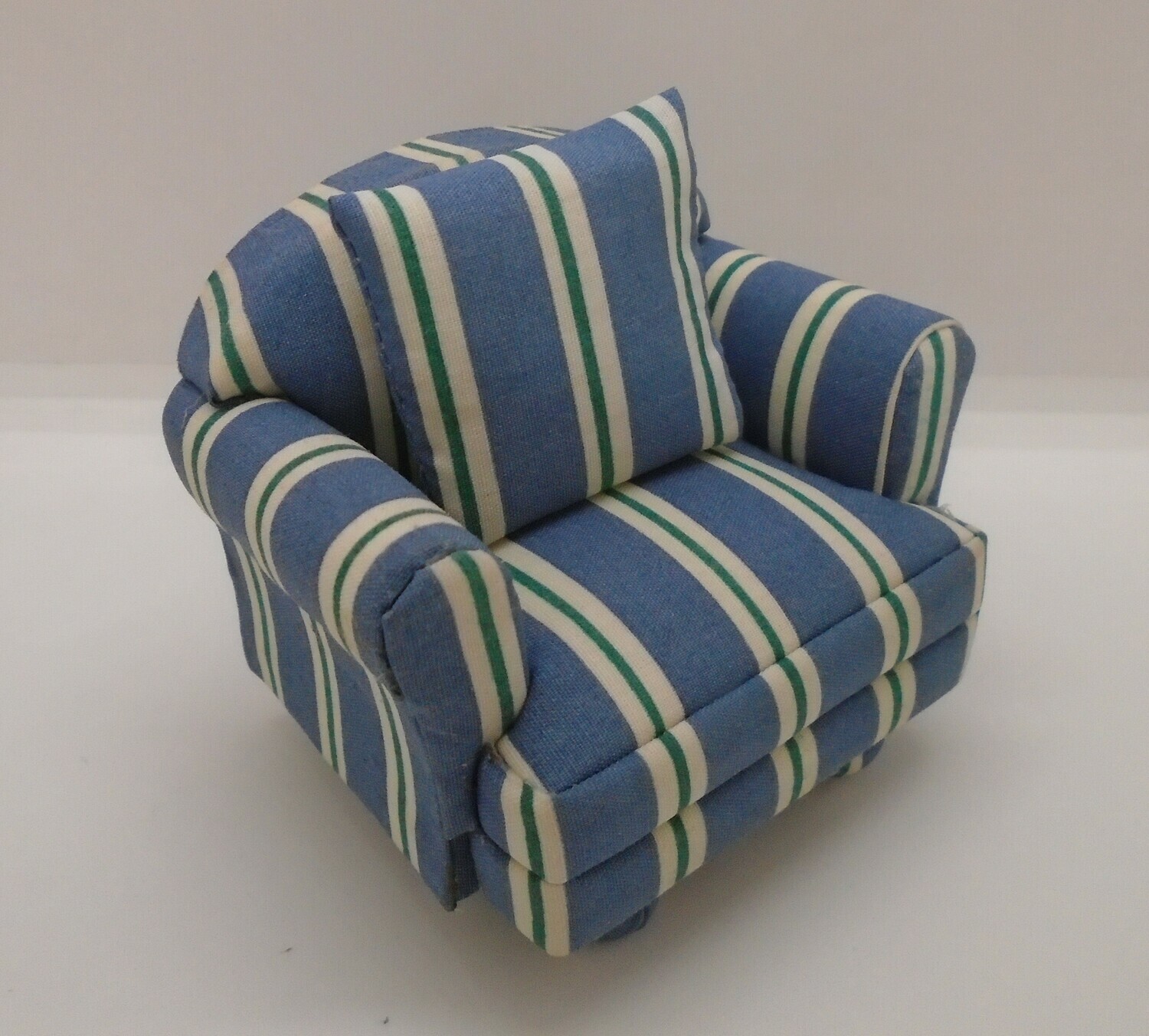 blue stripe armchair with cushion