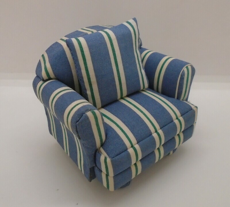 blue stripe armchair with cushion