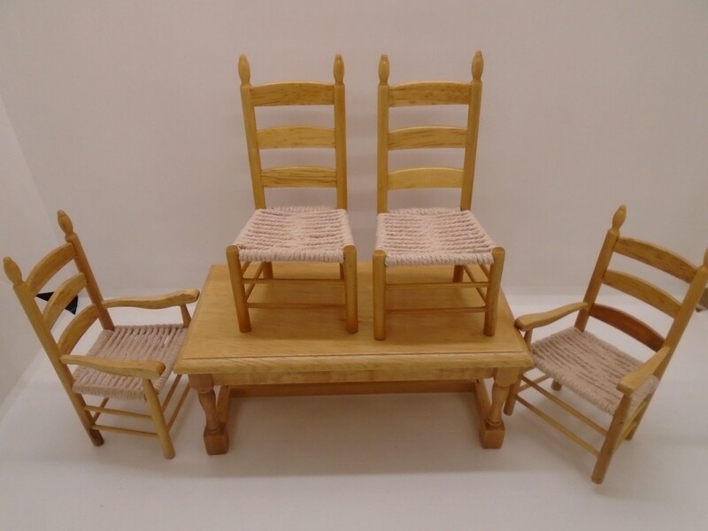 FARM HOUSE STYLE TABLE AND  4 WEAVED CHAIRS