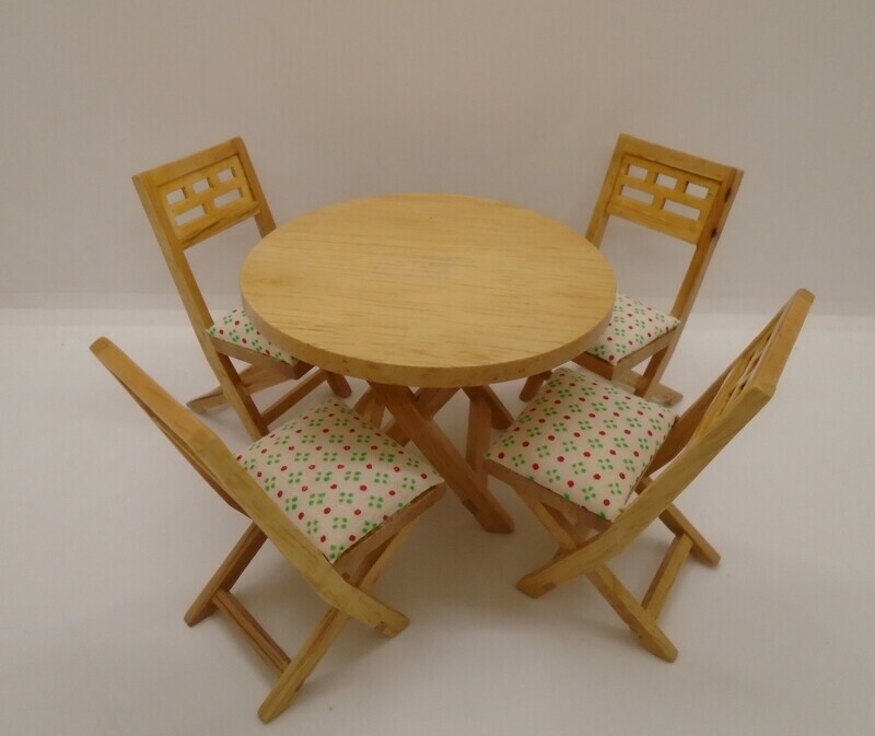 CROSS LEG TABLE AND 4 CHAIRS