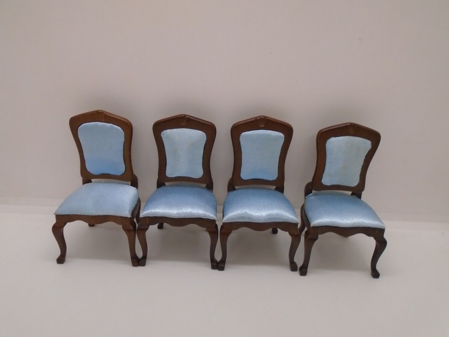 SET OF 4 DINING/SIDE CHAIRS IN BLUE SATIN FABRIC