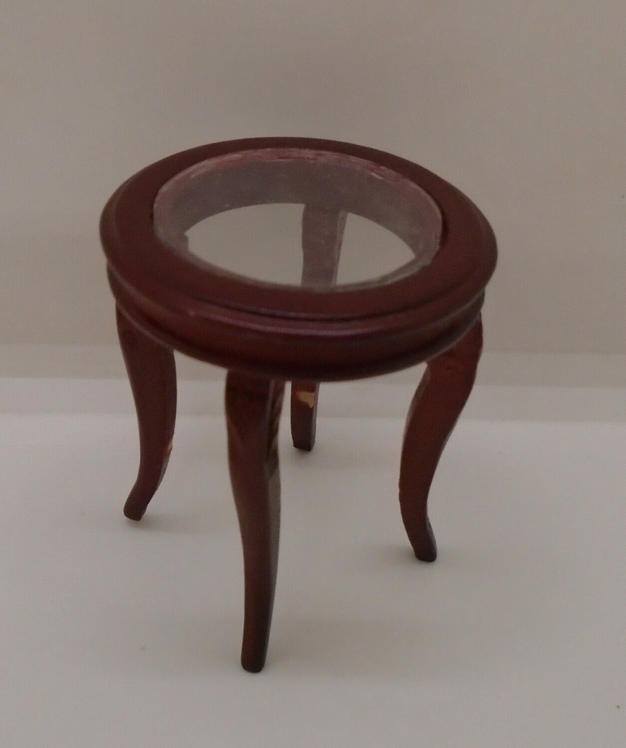 CIRCULAR GLASS AND WOOD  SIDE TABLE