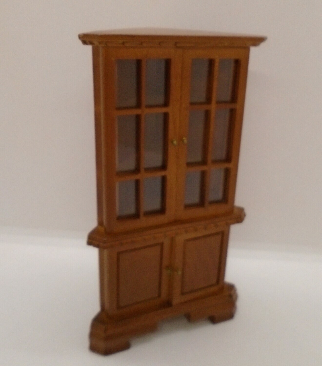 TEAK CORNER HALF AND HALF DISPLAY CABINET