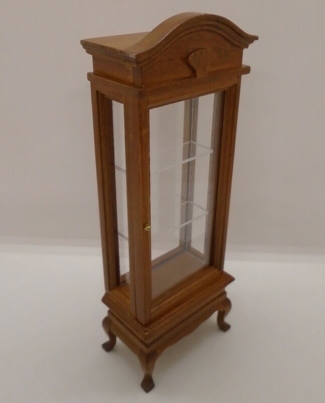 CURIO CABINET WITH GLASS SHELVES IN WALNUT