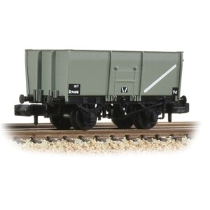 Graham Farish 377-450C 16T Steel Slope-Sided Mineral Wagon Riveted Side Door BR Grey (Early)