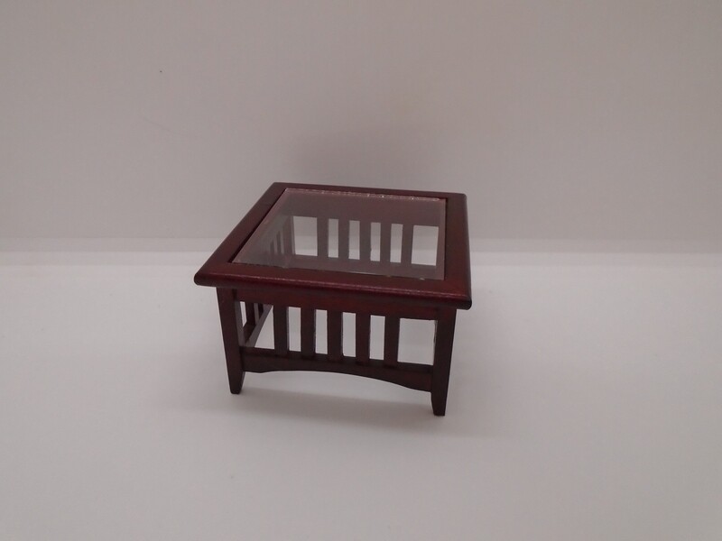 SQUARE MODERN GLASS TOP COFFEE TABLE IN MAHOGANY