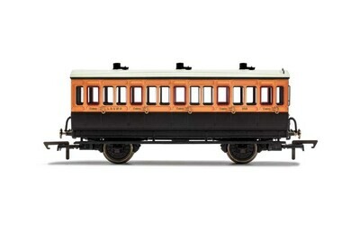 Hornby R40108A LSWR, 4 Wheel Coach, 3rd Class, Fitted Lights, 308 - Era 2