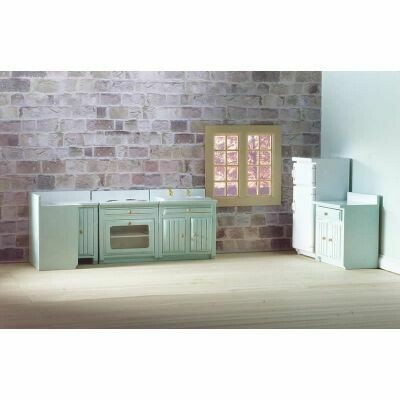 Fitted Kitchen Set Pale Blue with white fridge 5pcs