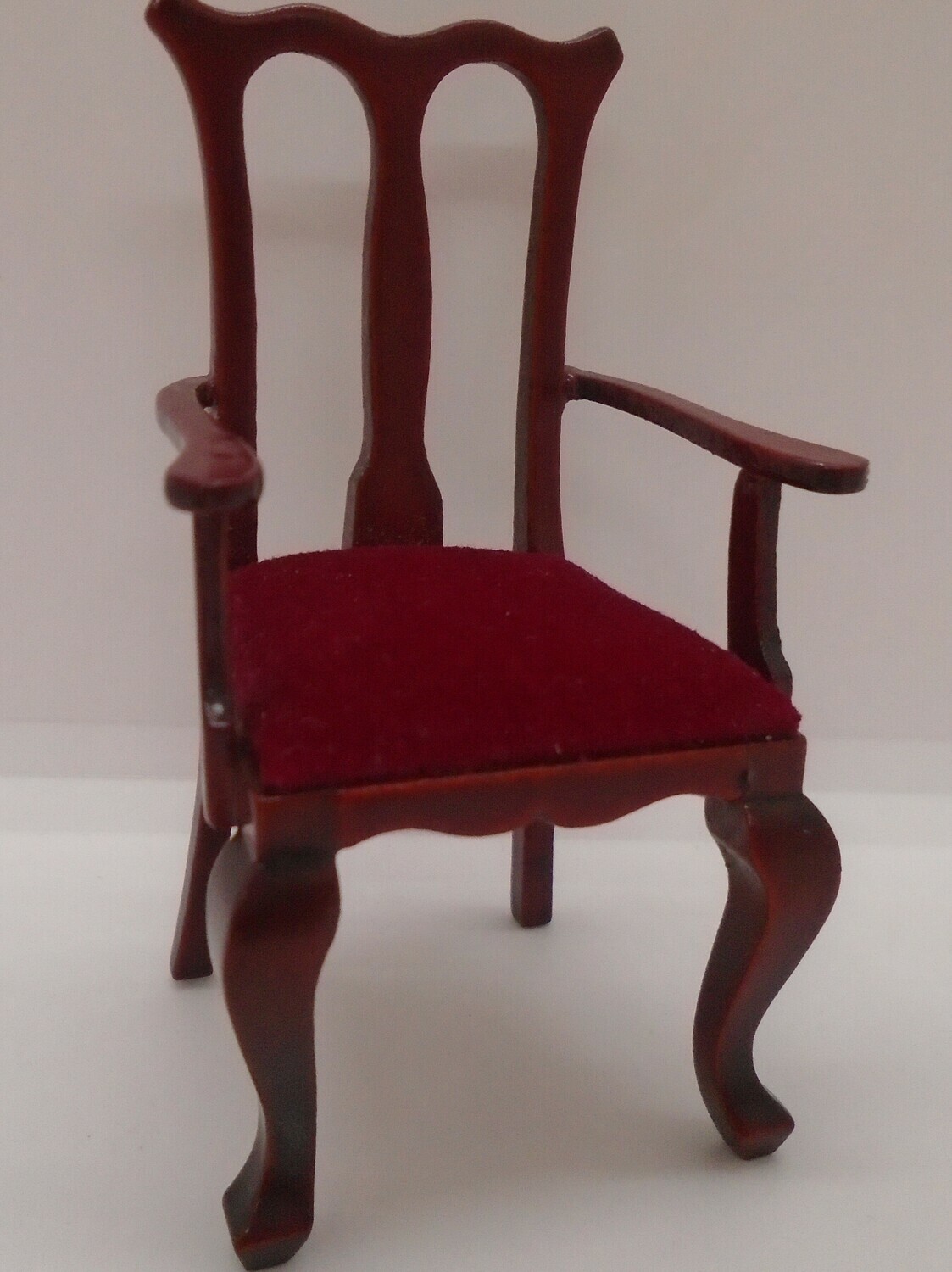 MAHOGANY RED VELVET SEAT CARVER CHAIR