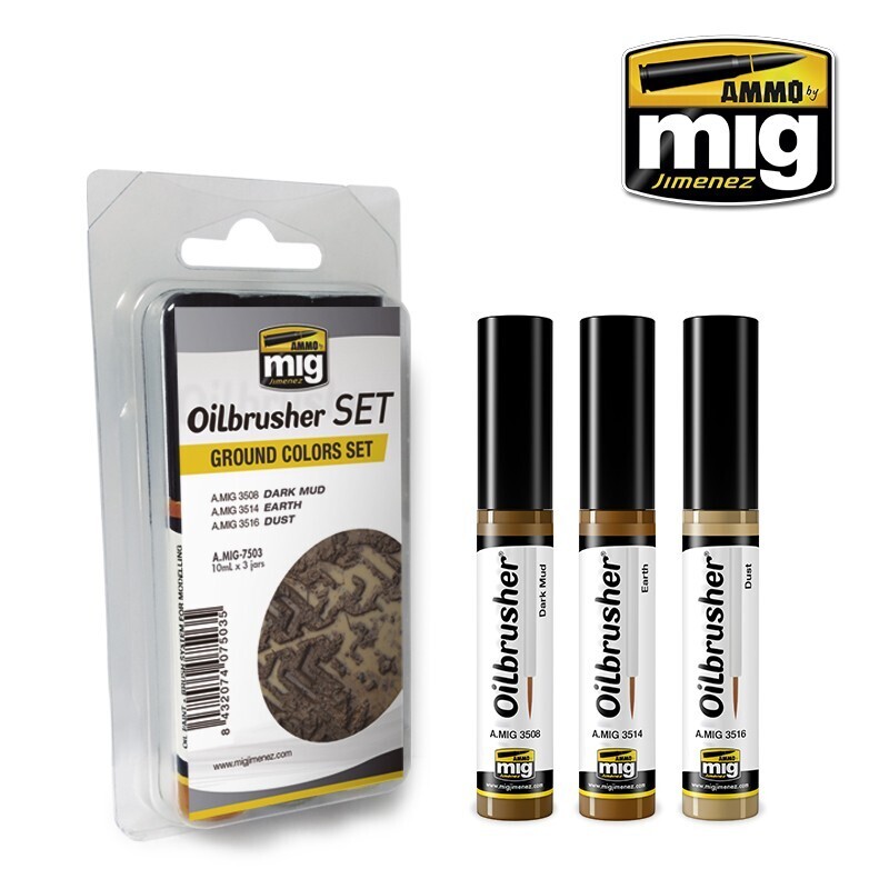 Ammo Mig Ground Colours Oilbrusher Set