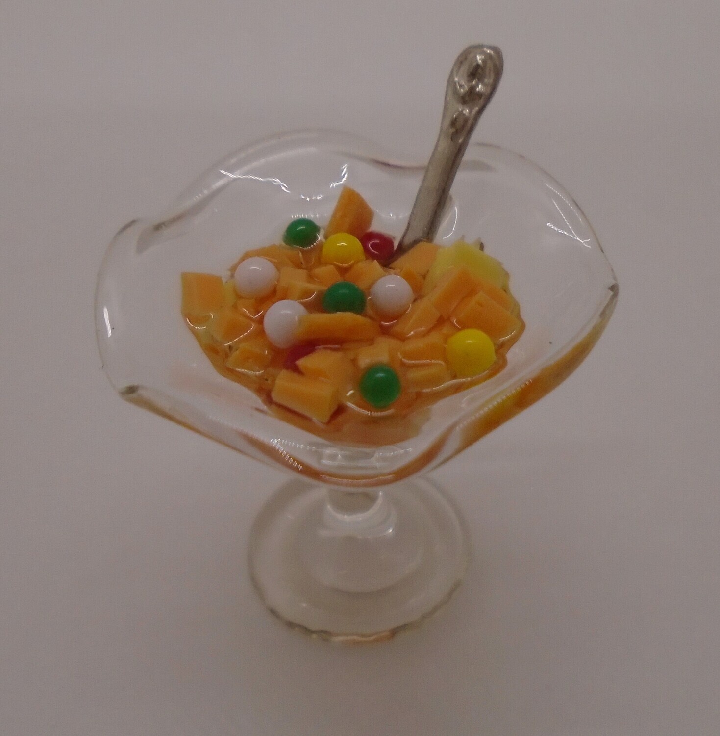 FRUIT SALAD IN GLASS SUNDAE DISH