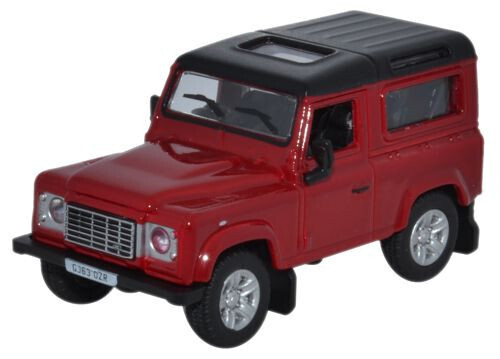 Oxford Diecast 76LRDF004 Land Rover Defender 90 Station Wagon Red/Black