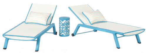 5 PC BLUE AND WHITE SUN LOUNGER SET