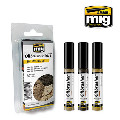 Ammo Mig Soil Colours Oilbrusher Set
