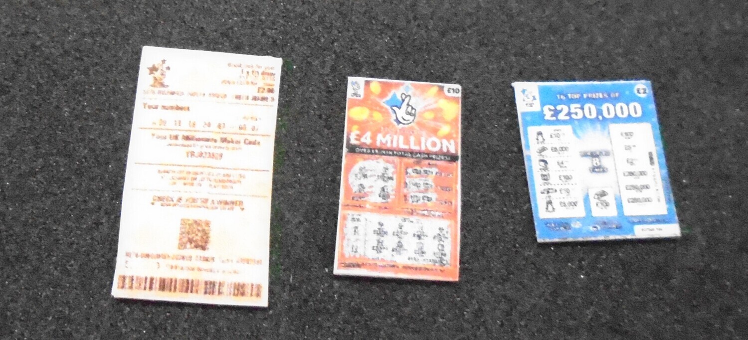 2 SIDED LAMINATED LOTTERY TICKET AND SCRATCH CARDS