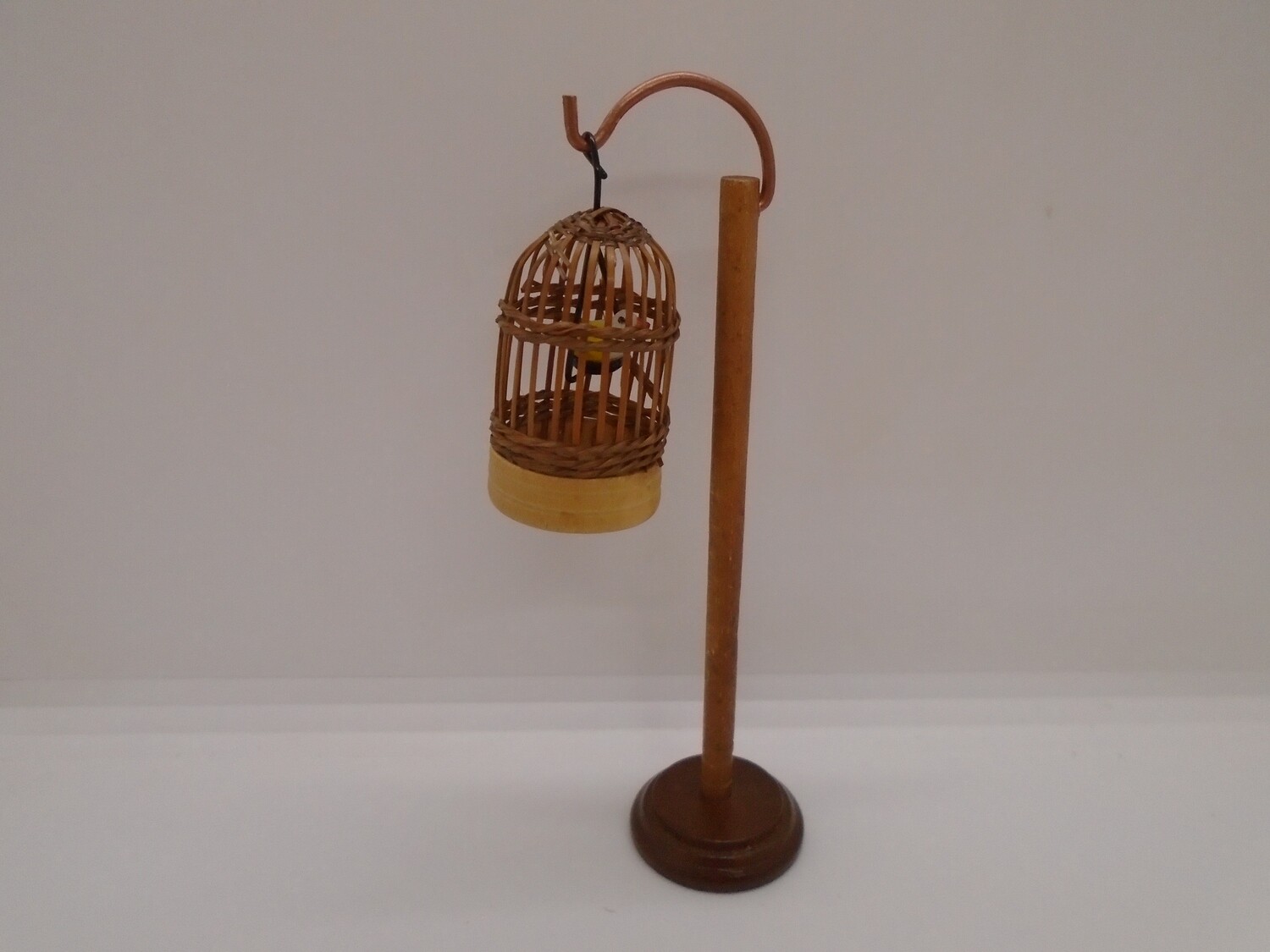 WOODEN HANGING BIRD CAGE WITH BIRD