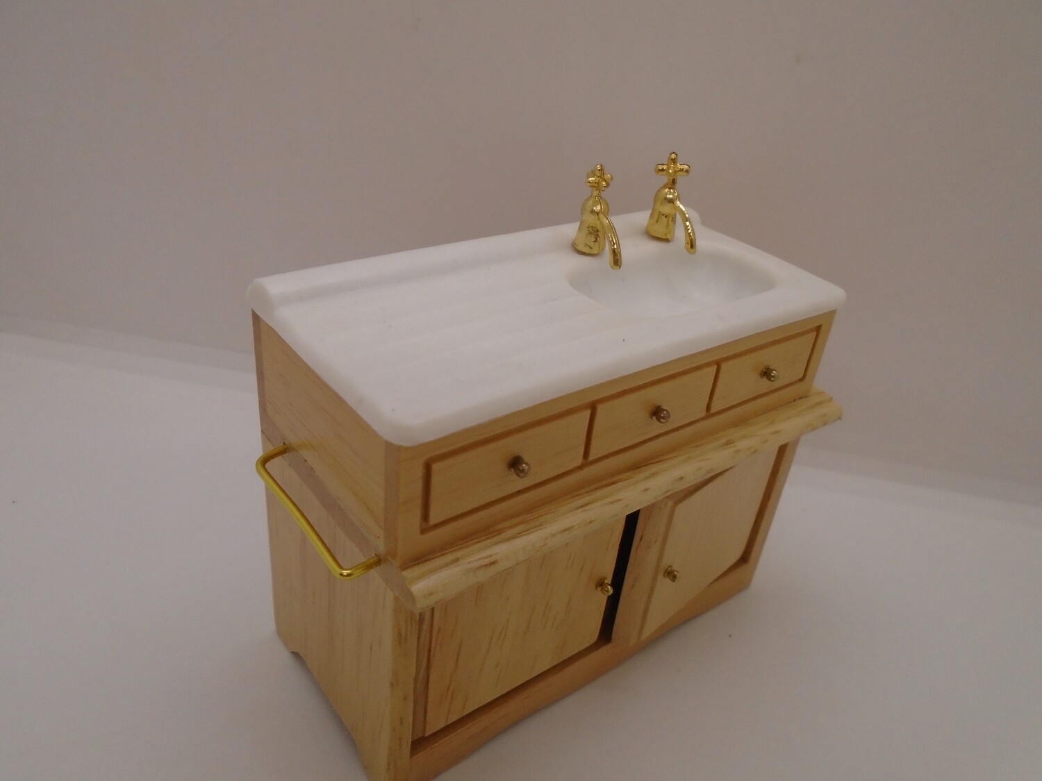 LIGHT PINE SINK UNIT WITH TEA TOWEL HOLDER