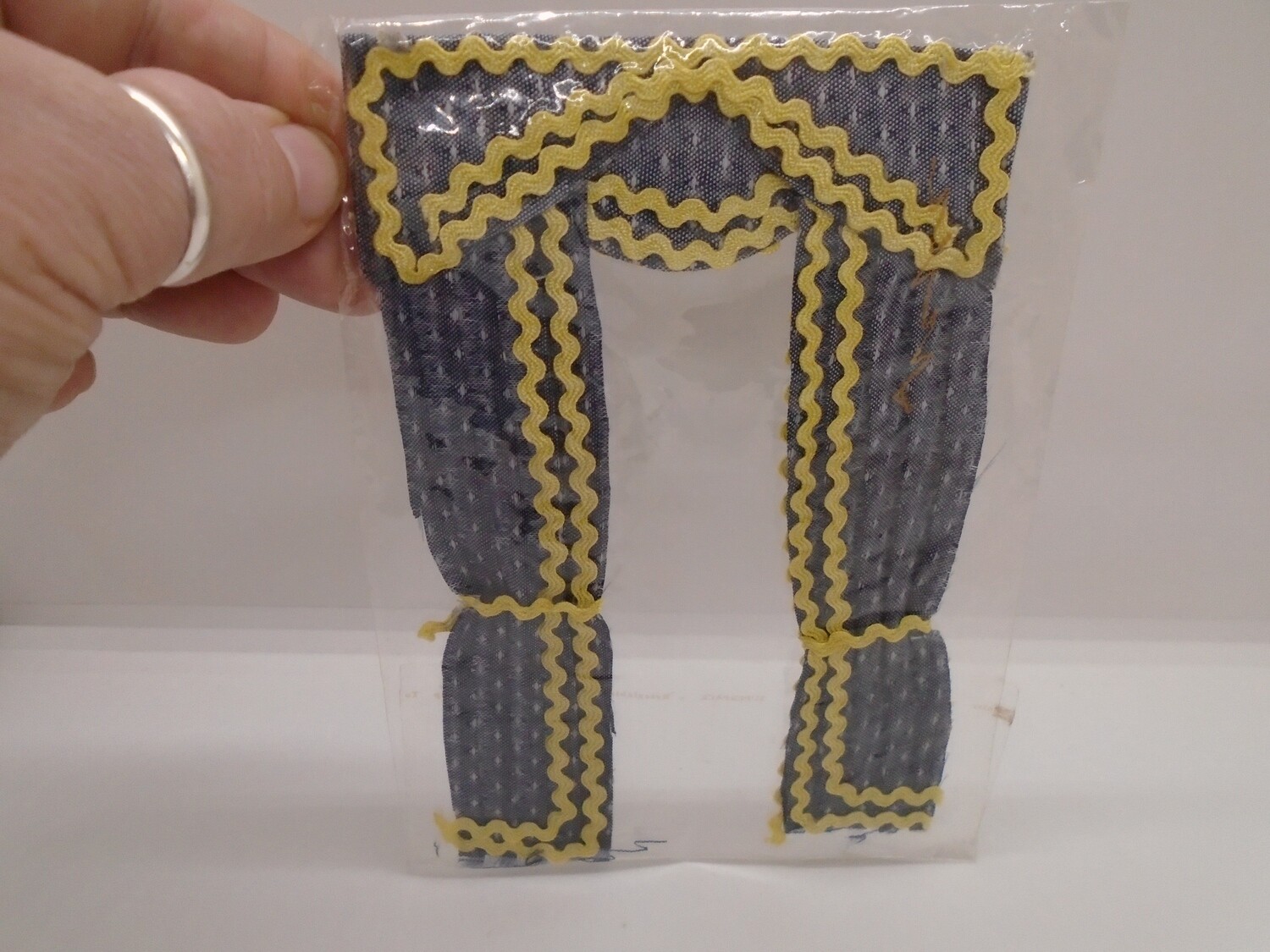 BLUE CURTAIN WITH GOLD TRIM