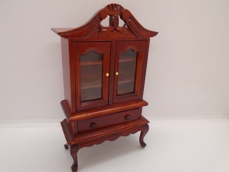 MAHOGANY DISPLAY CABINET WITH DRAWER