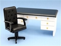 MODERN WHITE DESK WITH BLACK SWIVEL CHAIR