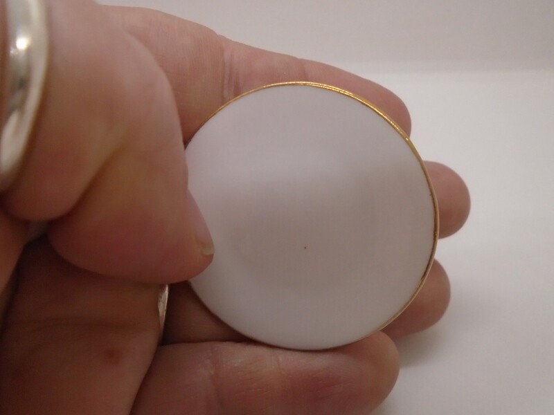 LARGE ROUND WHITE CHINA SERVING PLATES WITH GOLD TRIM