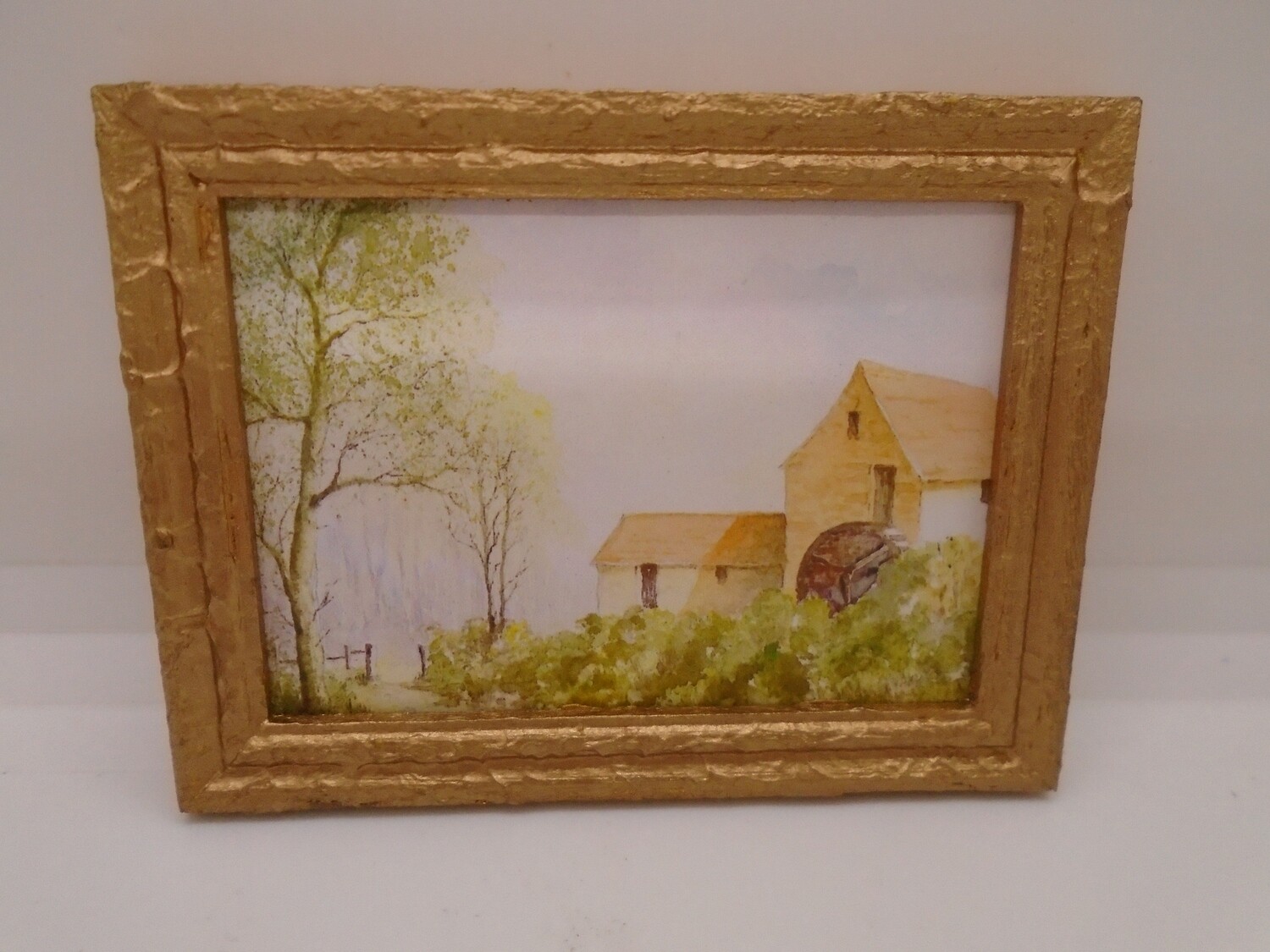 WATER WHEEL PICTURE IN GOLD FRAME (WATER COLOUR STYLE)