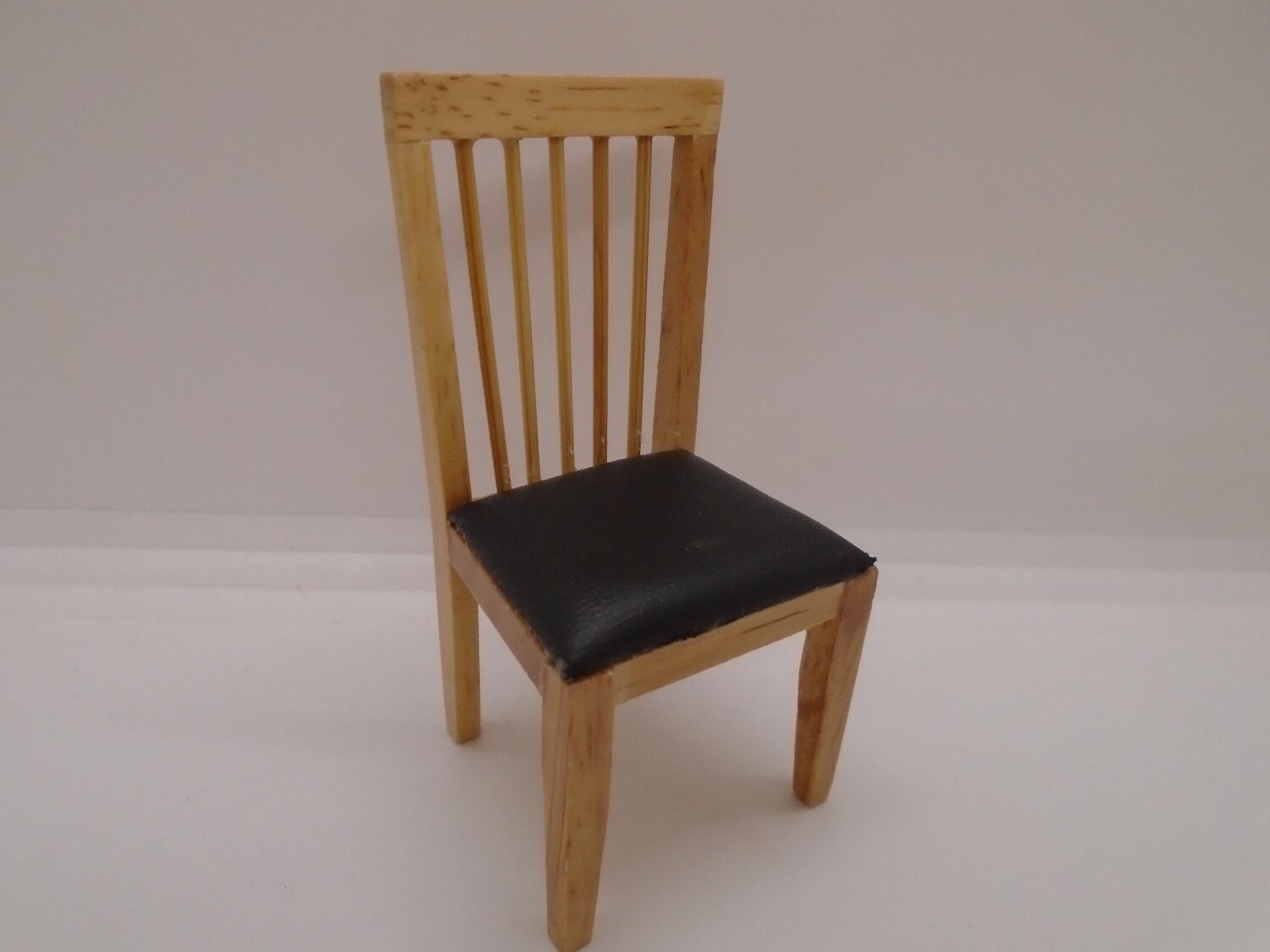 WOODEN CHAIR WITH BROWN LEATHER STYLE SEAT