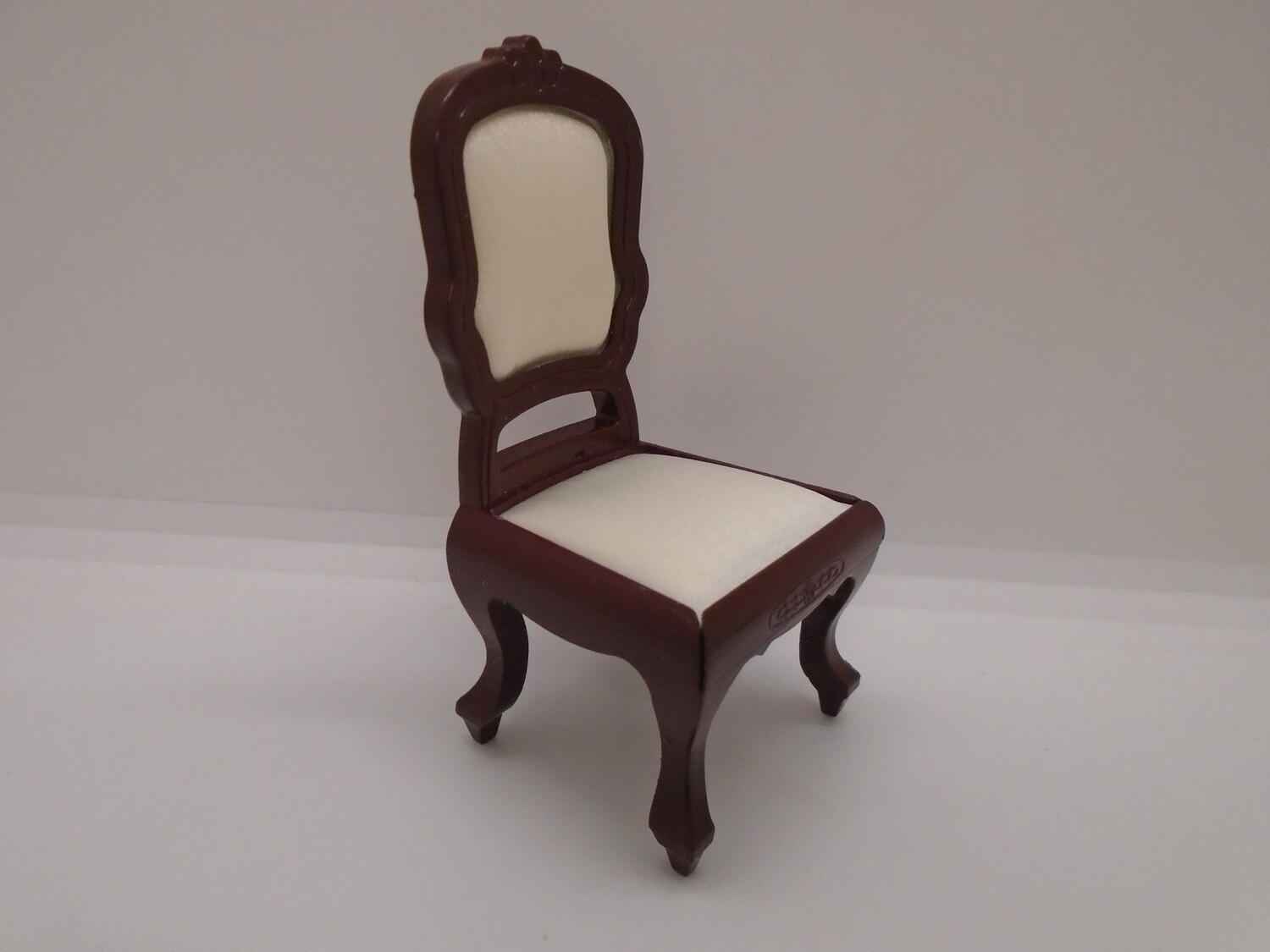 MAHOGANY CHAIR WITH CREAM STRIPE SEAT AND BACK
