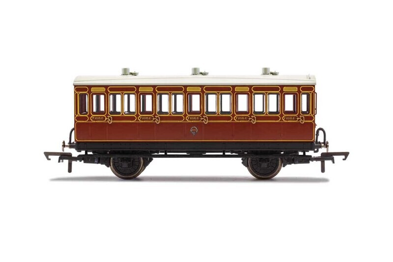 Hornby R40116A LB&SCR, 4 Wheel Coach, 3rd Class, Fitted Lights, 881 - Era 2
