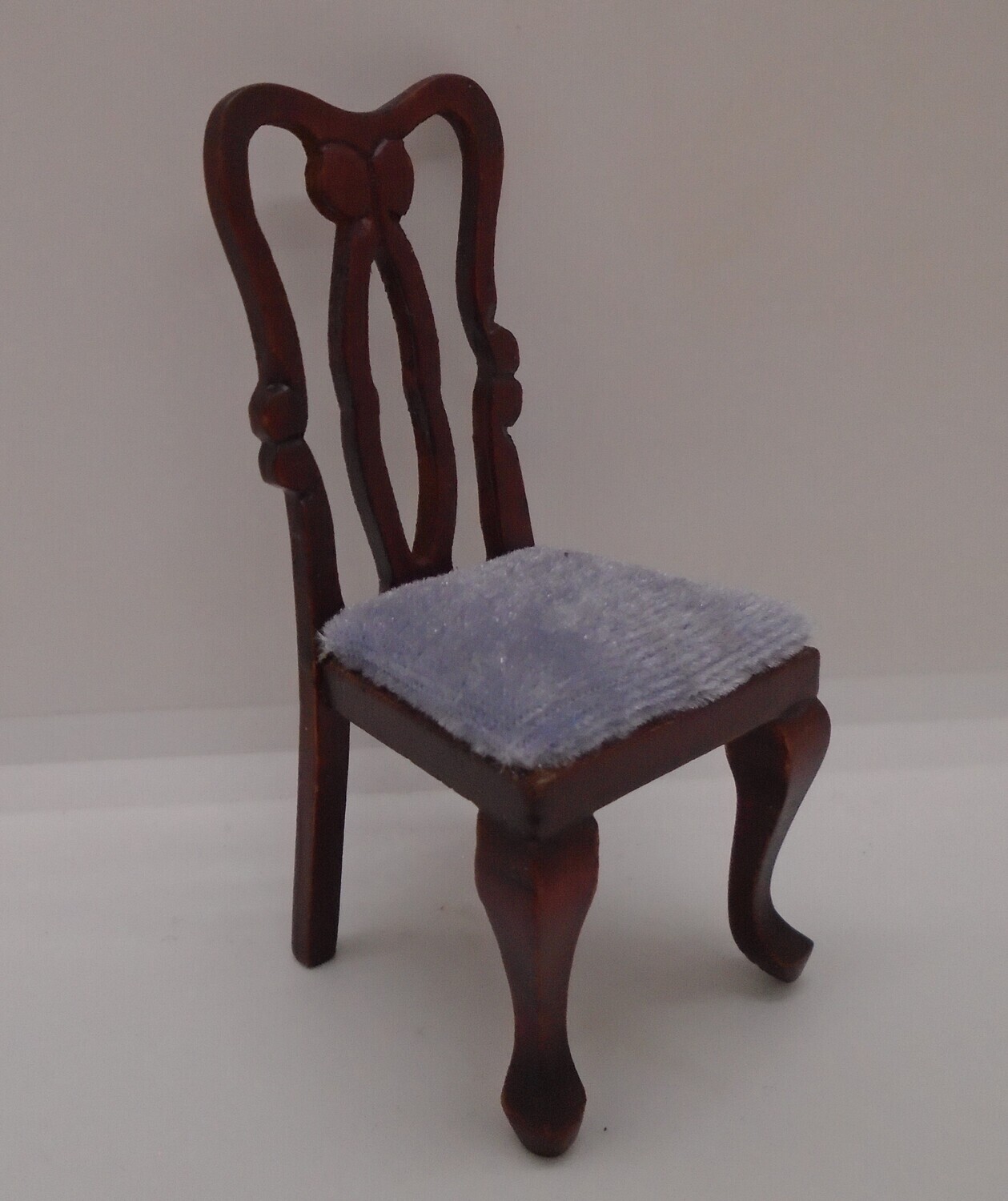 MAHOGANY CHAIR WITH GREY VELVET SEAT