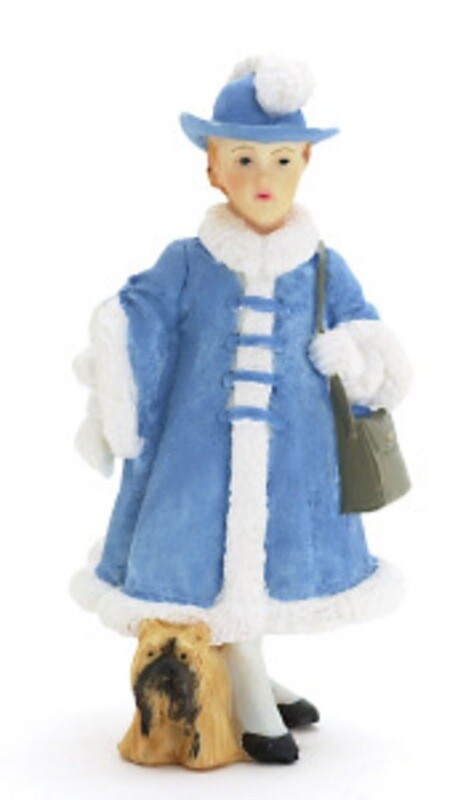 Victorian Girl with Bag and Dog