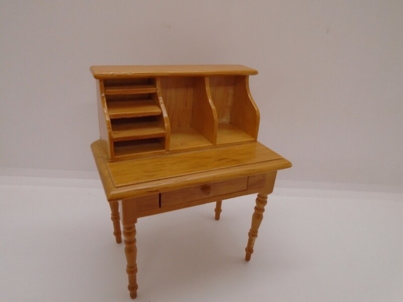 DAINTY CUBBY HOLE DESK WITH PAPER STORAGE SHELVES