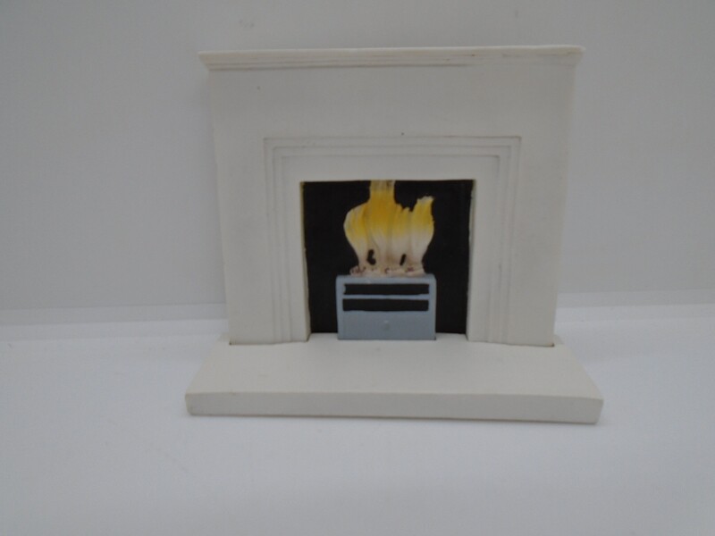 WHITE FIREPLACE AND FIRE