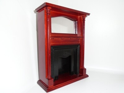 WOODEN FIRE PLACE WITH MIRROR ABOVE