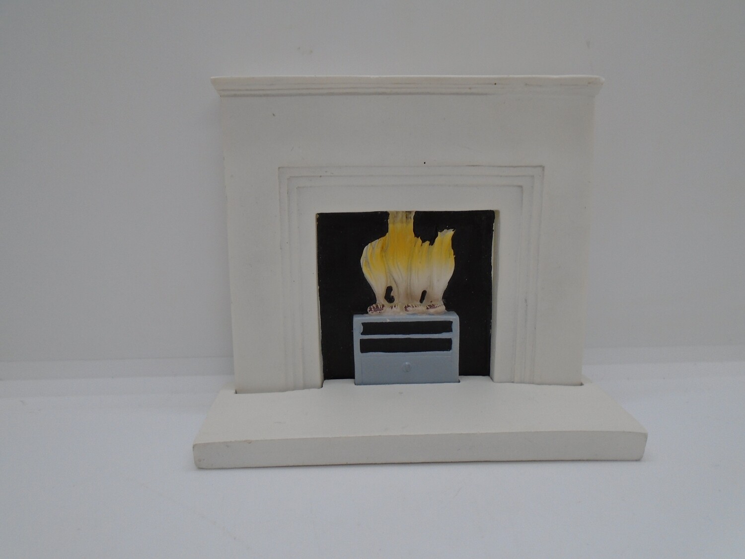Marble Fire place with Hearth and Fire