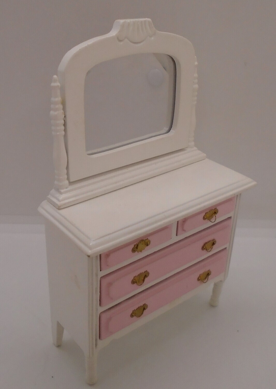 PINK AND WHITE DRESSING TABLE WITH MIRROR