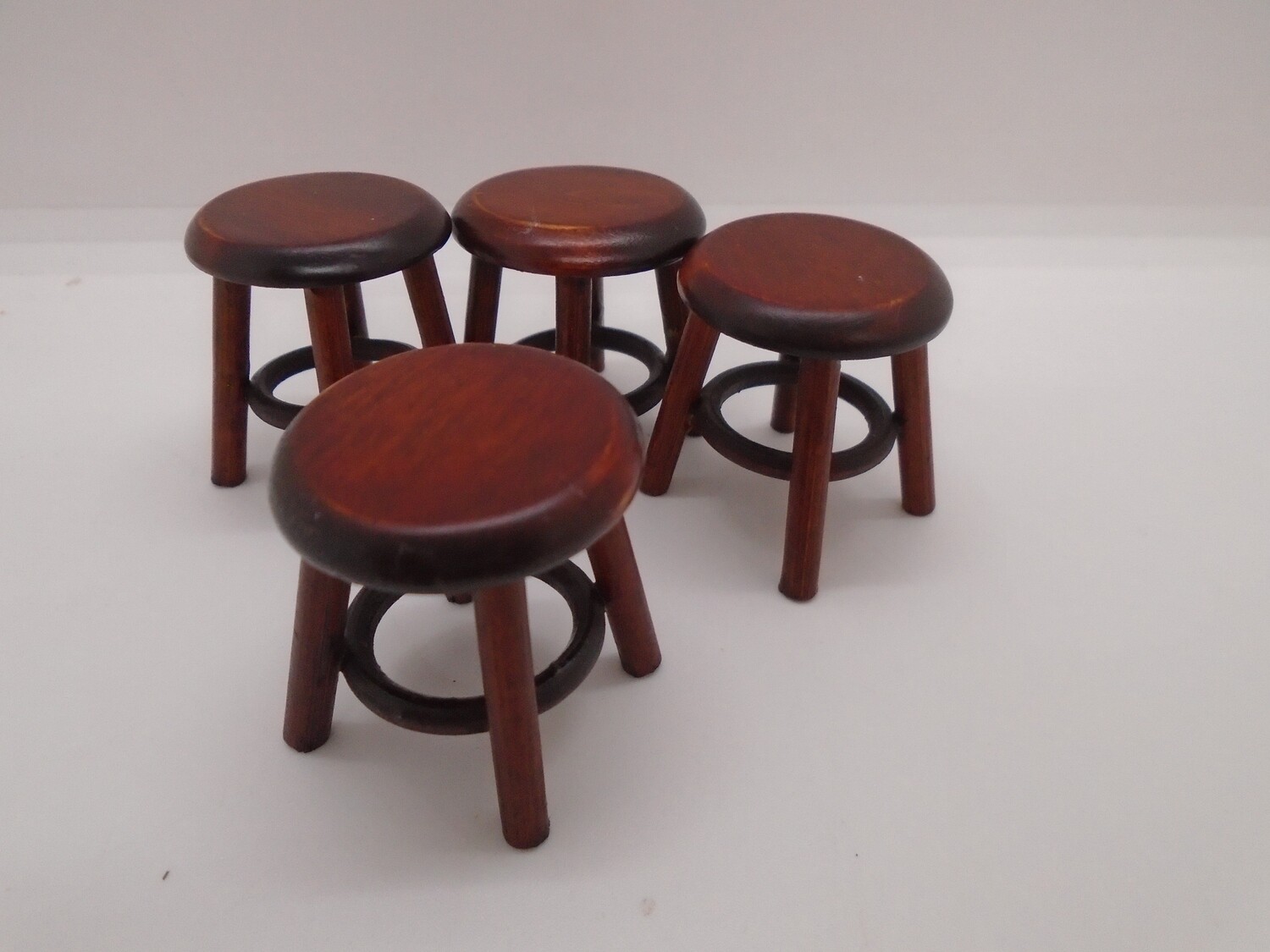 SET OF 4 STOOLS IN DARK WOOD