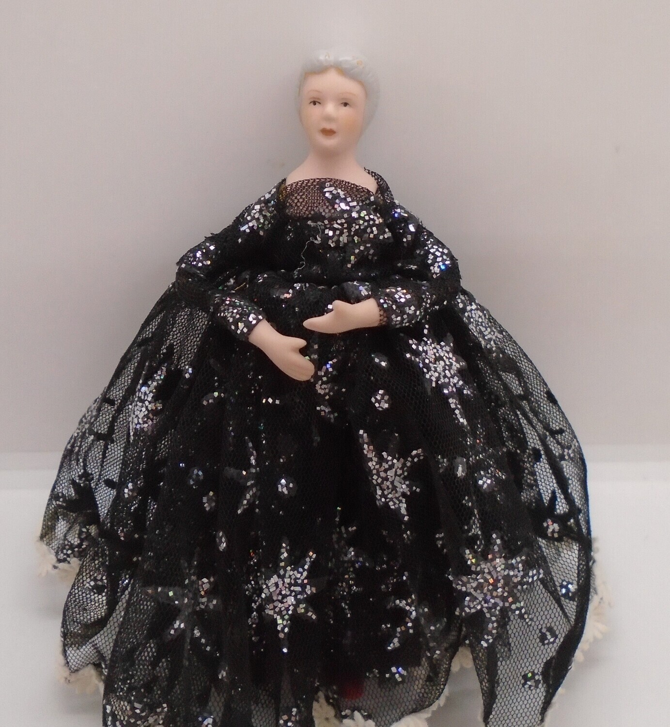 LADY IN BLACK GLITTERY BALL GOWN