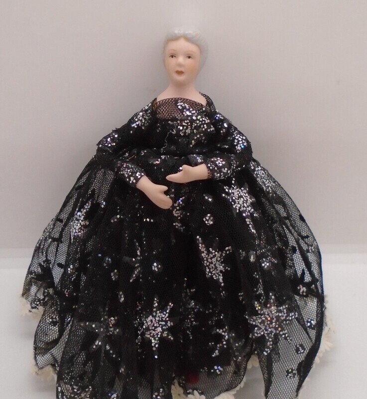 LADY IN BLACK GLITTERY BALL GOWN