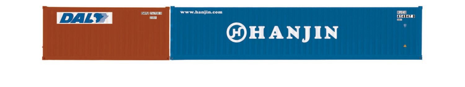 Hornby R60128 DAL & Hanjin, Container Pack, 1 x 20' and 1 x 40' Containers - Era 11