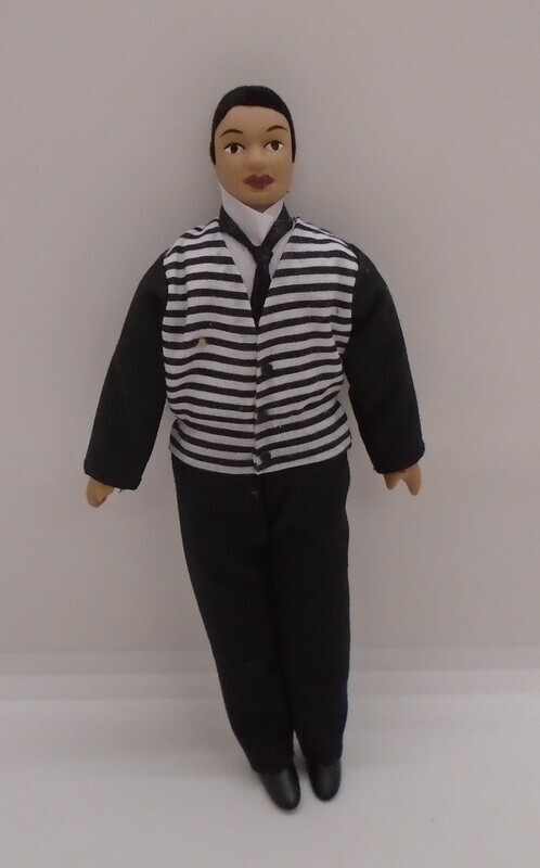 MAN IN BUTLER OUTFIT/BLACK STRIPED SUIT
