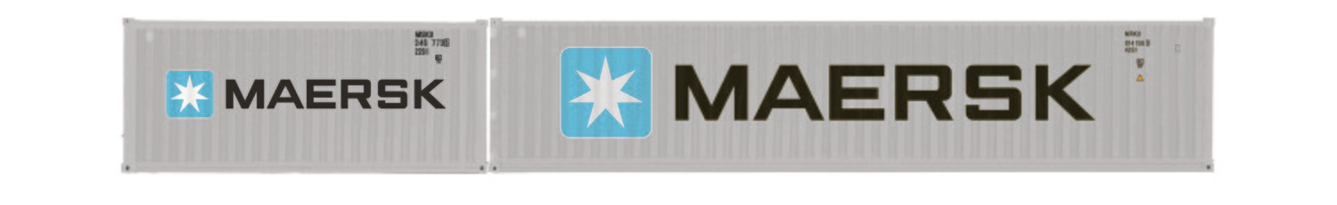 Hornby R60126 Maersk, Container Pack, 1 x 20' and 1 x 40' Containers - Era 11