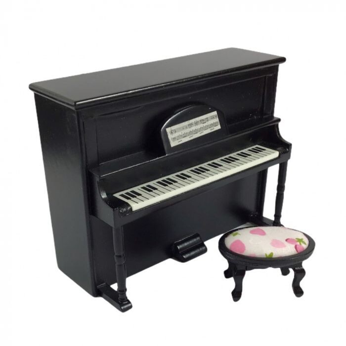 BLACK PIANO AND STOOL