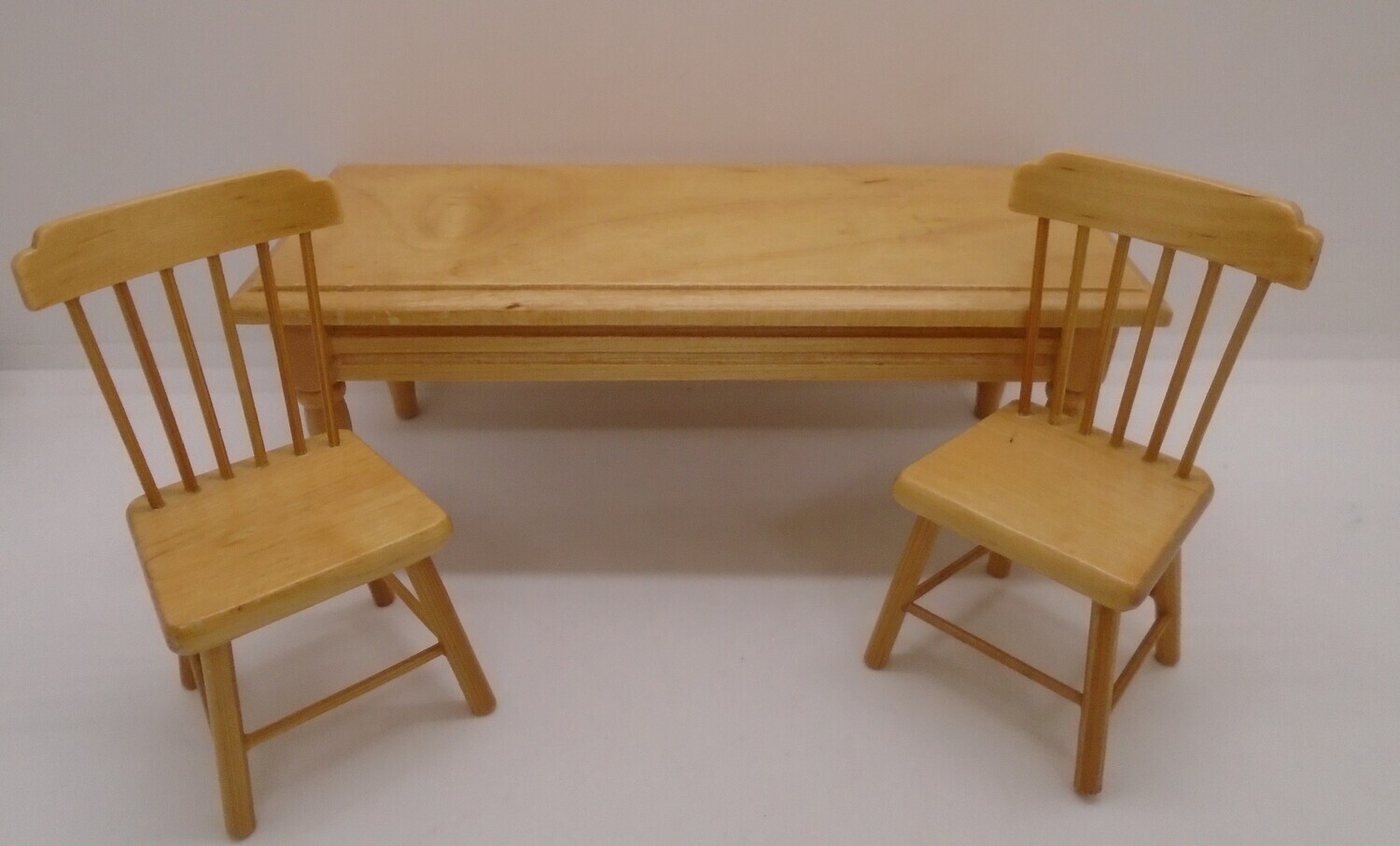 LONG PINE TABLE AND 2 CHAIRS